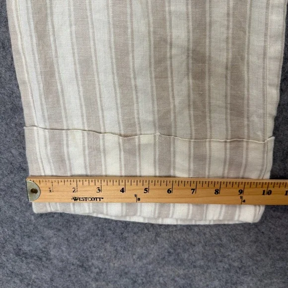 Reformation Wide Leg Striped Pants Womens 6 Cuffed High Rise Surplus Fabric USA‎ - Picture 9 of 16